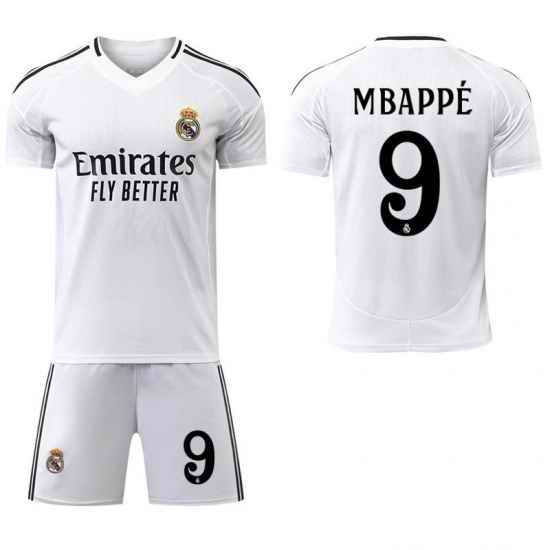 Youth Real Madrid #9 Mbappe White Home Soccer Jersey